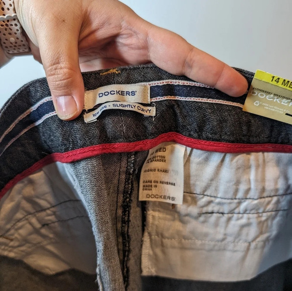 NWT Dockers Low Rise Slightly Curvy Iconic Khaki Grey Wash Denim Trouser Pant 14 - Picture 7 of 12